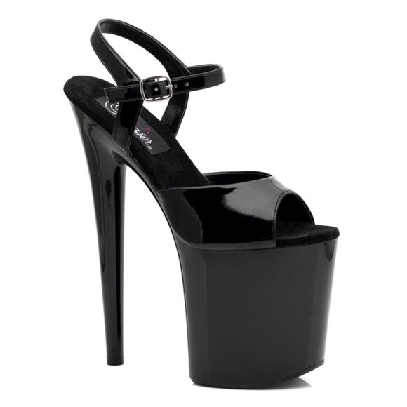 Pleaser Shoes - Pleaser Women's Flamingo-809 Platform Sandals - Black Patent